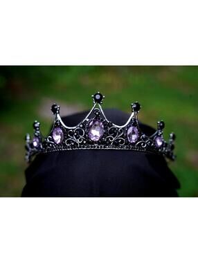 Gothic Purple Black Crystal Tiara Bridal Birthday Wedding Gift Diadem Cosplay